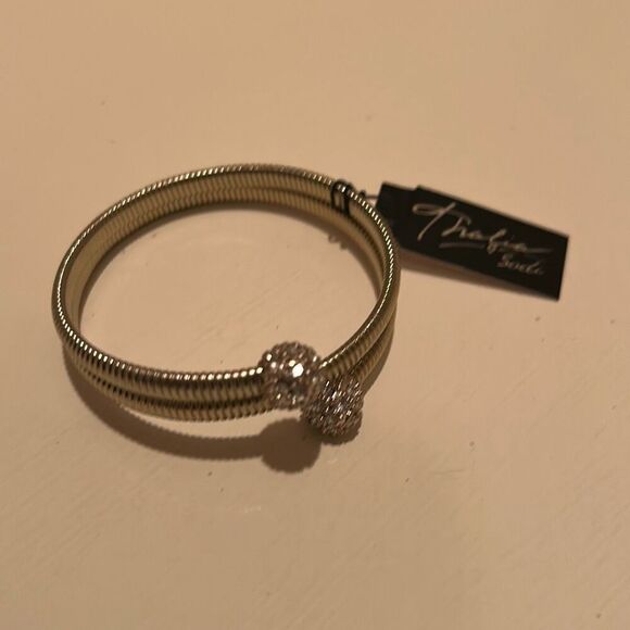 Thalia Sodi Gold Plated 14” Adjustable Wrap Bracelet With Rhinestones Classy NWT - Picture 1 of 8